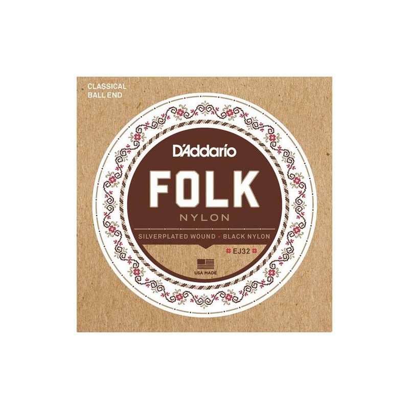 D'Addario EJ32 Nylon noir et argent