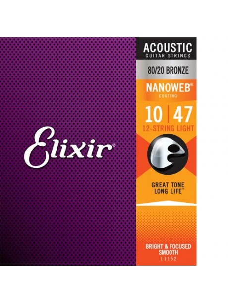 Elixir Acoustic Nanoweb Bronze 12 cordes 11152 light