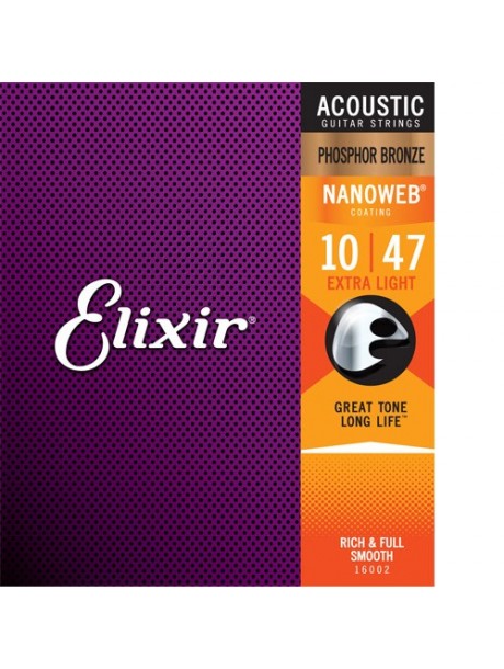 Elixir Acoustic Nanoweb Phosphore Bronze 16002 extra light