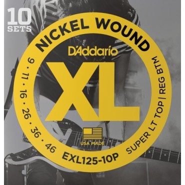 D'Addario EXL125-10P Tension Super light top / Regular bottom