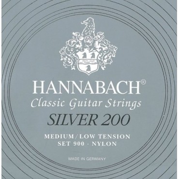 Hannabach Silver 200 set 900MHT medium / high tension lot de 3 cordes graves