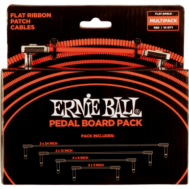 Câble Ernie Ball patch multipack - coudé fin & plat - rouge
