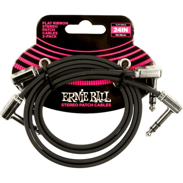 Câble  Ernie Ball patch TRS pack de 2 - coudé fin & plat - 60 cm