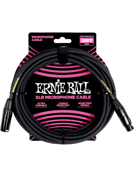 Câble microphone Ernie Ball Classic xlr mâle/xlr fem 6m noir