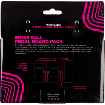Câble  Ernie Ball patch multipack - coudé fin et plat - blanc