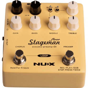 Pédale d'effet Nux Préampli acoustique, sortie DI, 3 effets intégrés