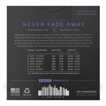 D'addario XTAPB1152-3P Tension Custom Light - 3 jeux