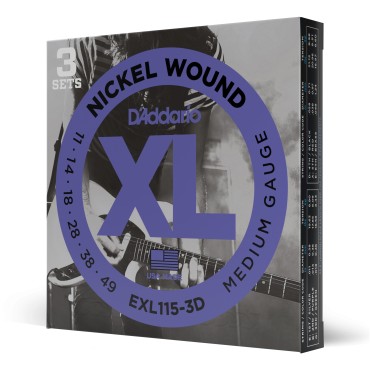 D'Addario EXL115-3D Tension Medium/Blues-Jazz Rock – 3 Jeux