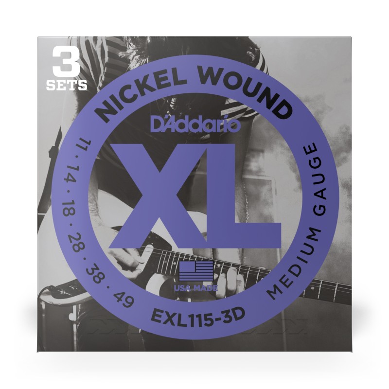 D'Addario EXL115-3D Tension Medium/Blues-Jazz Rock – 3 Jeux