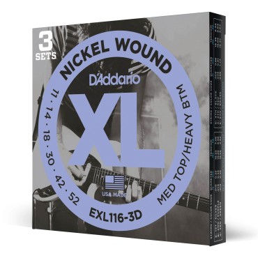 D'Addario EXL116-3DTension Medium Top/Heavy Bottom – 3 Jeux