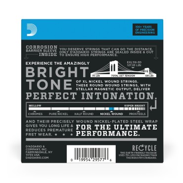 D'Addario EXL116-3DTension Medium Top/Heavy Bottom – 3 Jeux