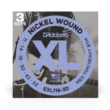 D'Addario EXL116-3DTension Medium Top/Heavy Bottom – 3 Jeux