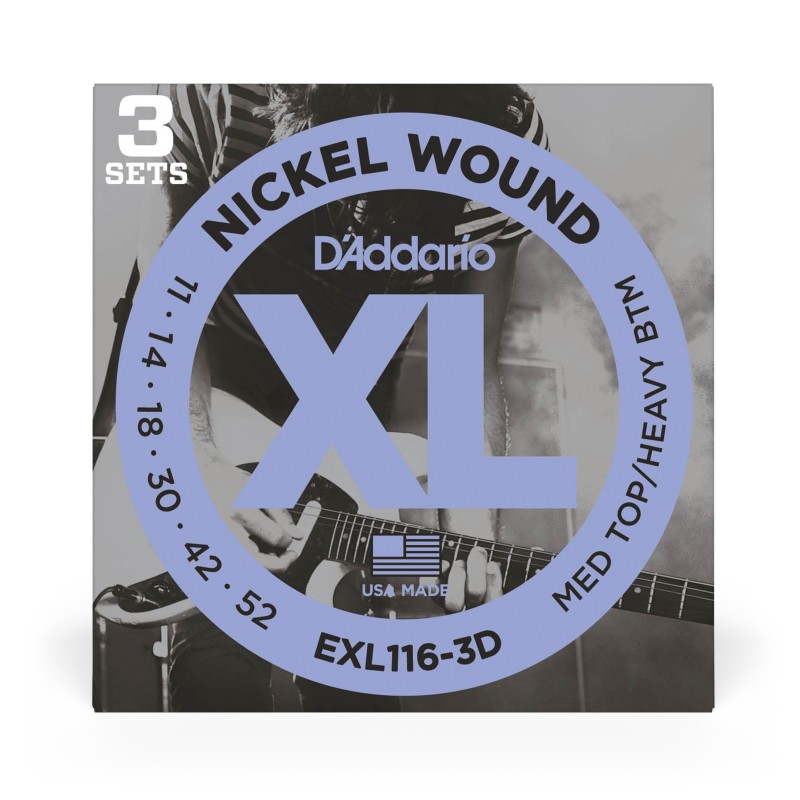 D'Addario EXL116-3DTension Medium Top/Heavy Bottom – 3 Jeux