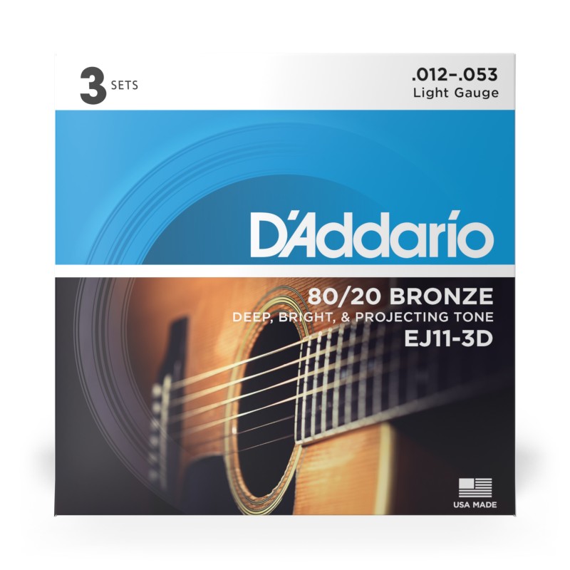 D'Addario EJ11-3D Tension Light – 3 Jeux