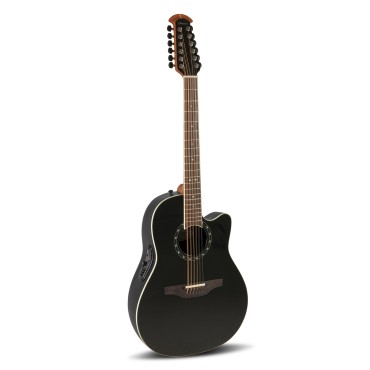 Guitare Ovation électro-acoustique Standard Balladeer Deep Contour Cutaway 12 cordes Noir