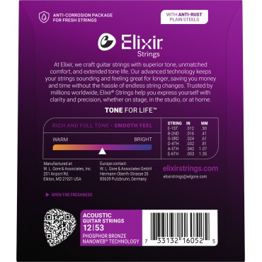 Elixir Acoustic Nanoweb Phosphore Bronze 16052 light